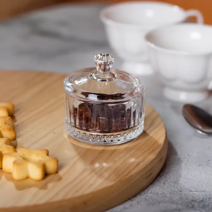 Конфета с крышкой 6.5 см ваза конфета круглая стеклянная (HP-YH-28) - изображение 5