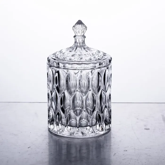 Цукорниця з кришкою Ø 7.5 см ваза цукорниця кругла скляна (HP-4-102) - изображение 1