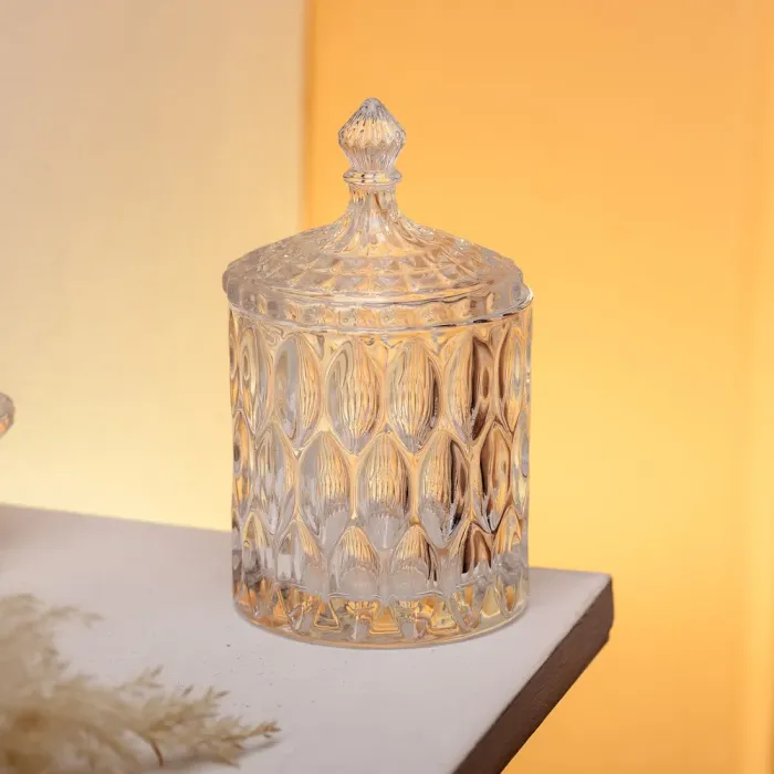 Цукорниця з кришкою Ø 7.5 см ваза цукорниця кругла скляна (HP-4-102) - изображение 4