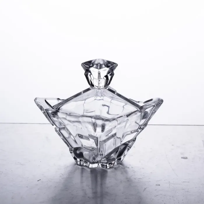 Цукорниця з кришкою 8.5×8.5×8.5 см ваза цукорниця квадратна скляна (HP-4-116) - изображение 1