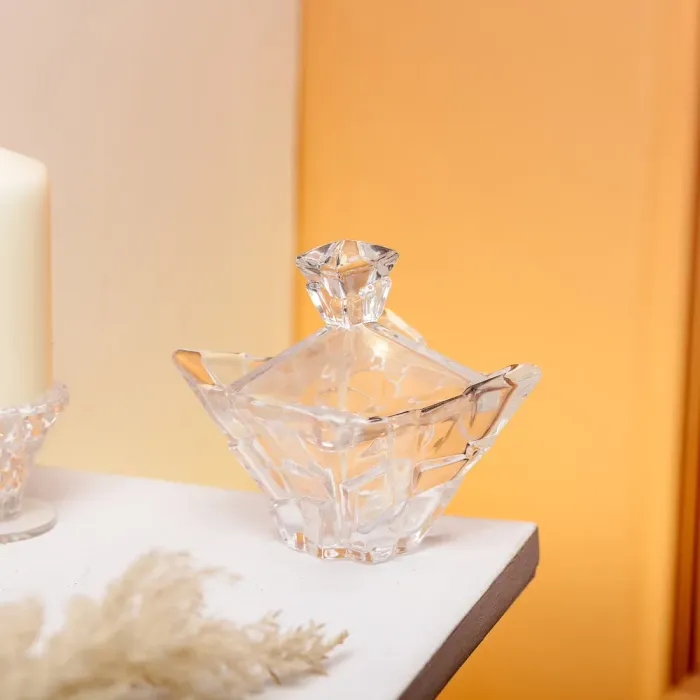 Цукорниця з кришкою 8.5×8.5×8.5 см ваза цукорниця квадратна скляна (HP-4-116) - изображение 5