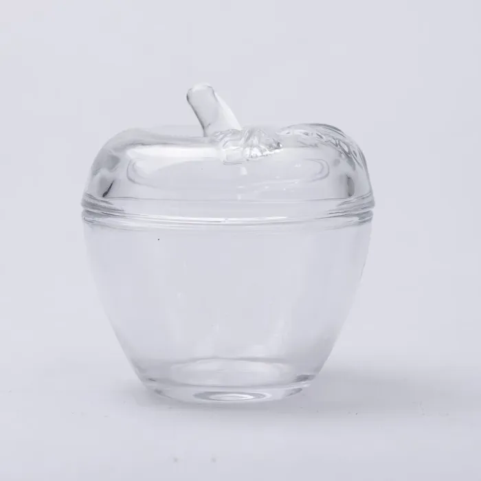 Цукерниця з кришкою Ø 9.5 см ваза цукерниця кругла скляна у формі яблука (HP-4-101) - изображение 1