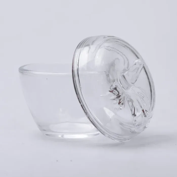 Цукерниця з кришкою Ø 9.5 см ваза цукерниця кругла скляна у формі яблука (HP-4-101) - изображение 3