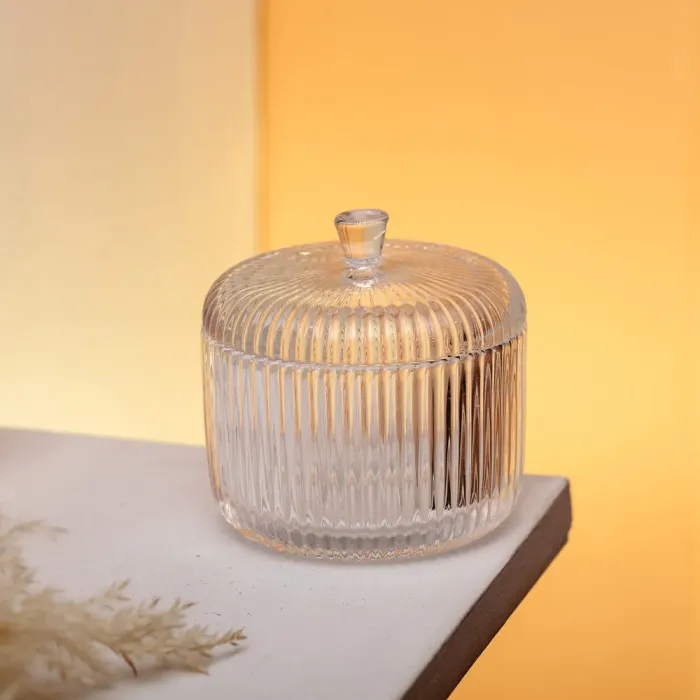 Цукерниця з кришкою Ø 9 см ваза цукерниця кругла скляна (HP-4-99) - изображение 4