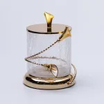 Цукерниця скляна 14×20 см з квітковим металевим декором цукерниця з кришкою (HP-7-7)