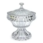 Цукерниця скляна кругла на ніжці, прозоре скло, діаметр 17 см, висота 27 см, висота ніжки 10 см HP-19-140RB (HP-19-140RB)