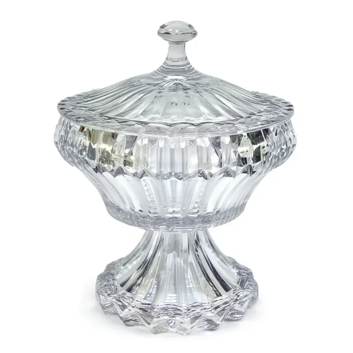 Цукерниця скляна кругла на ніжці, прозоре скло, діаметр 17 см, висота 27 см, висота ніжки 10 см HP-19-140RB (HP-19-140RB) - зображення 1