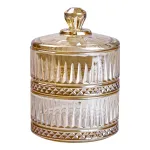 Конфета стеклянная с крышкой 10 см двухъярусная конфета коричневая (HP-YH-74)