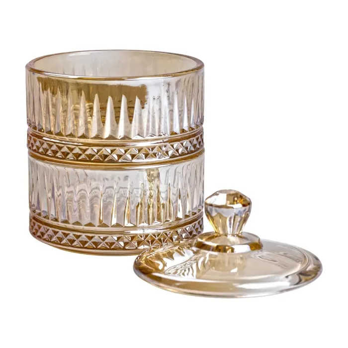 Конфета стеклянная с крышкой 10 см двухъярусная конфета коричневая (HP-YH-74) - изображение 3