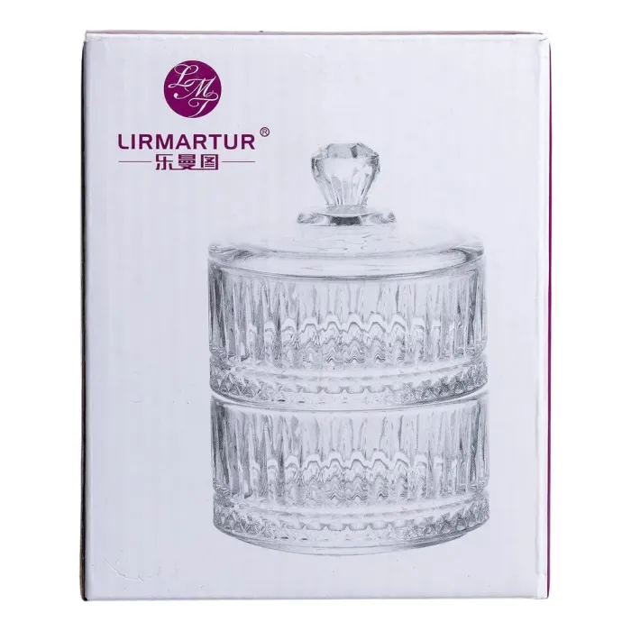 Конфета стеклянная с крышкой 10 см двухъярусная конфета коричневая (HP-YH-74) - изображение 6