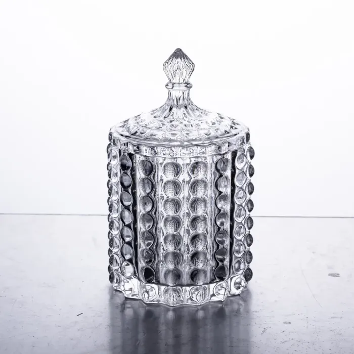 Цукорниця стеклянная з кришкою Ø7.5 см ваза цукорниця кругла (HP-4-105) - изображение 1