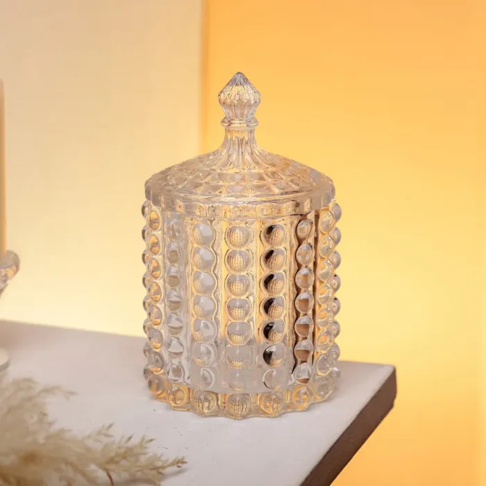 Цукорниця стеклянная з кришкою Ø7.5 см ваза цукорниця кругла (HP-4-105) - изображение 4
