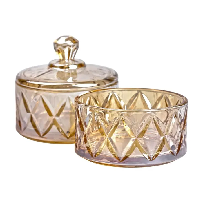 Конфета стеклянная с крышкой двухуровневая 10 см ваза конфетница коричневая (HP-YH-81) - изображение 4