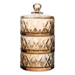 Конфета трехуровневая 10 см стеклянная с крышкой коричневая (HP-YH-80)