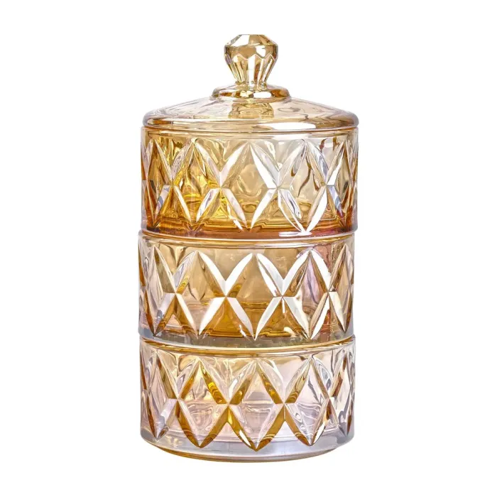 Конфета трехуровневая 10 см стеклянная с крышкой коричневая (HP-YH-80) - изображение 2