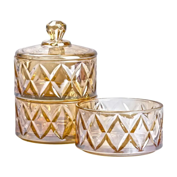 Конфета трехуровневая 10 см стеклянная с крышкой коричневая (HP-YH-80) - изображение 3