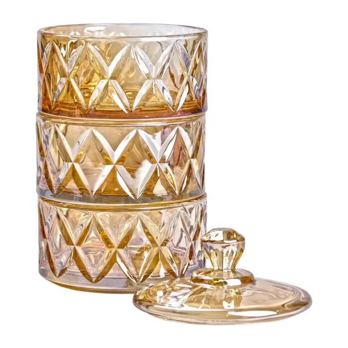 Конфета трехуровневая 10 см стеклянная с крышкой коричневая (HP-YH-80) - изображение 4