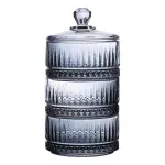 Конфета трехуровневая стеклянная с крышкой 10 см Серая (HP-YH-76)