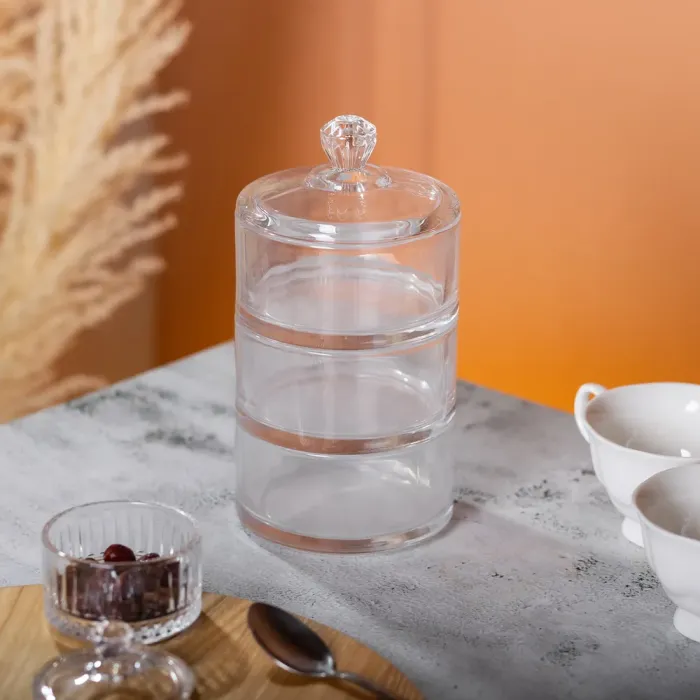 Конфета трехъярусная стеклянная 10 см с крышкой (HP-YH-22) - изображение 5