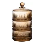 Конфета трехъярусная стеклянная 10 см ваза конфета круглая с крышкой (HP-YH-73)