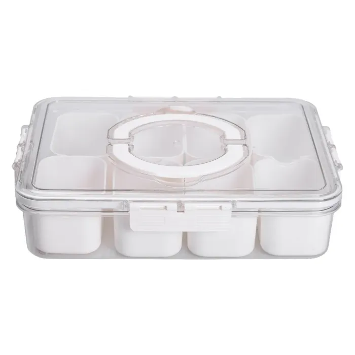 Контейнер для їжі з 8 відсіками 31х24х7 см судок для їжі пластиковий 2.5 л Білий HP-27-3 (HP-27-3) - изображение 5