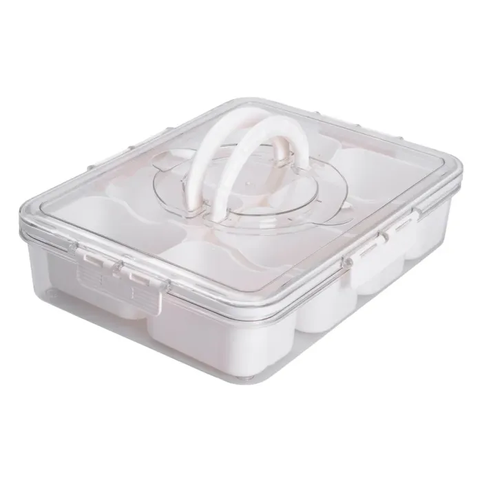 Контейнер для їжі з 8 відсіками 31х24х7 см судок для їжі пластиковий 2.5 л Білий HP-27-3 (HP-27-3) - изображение 6
