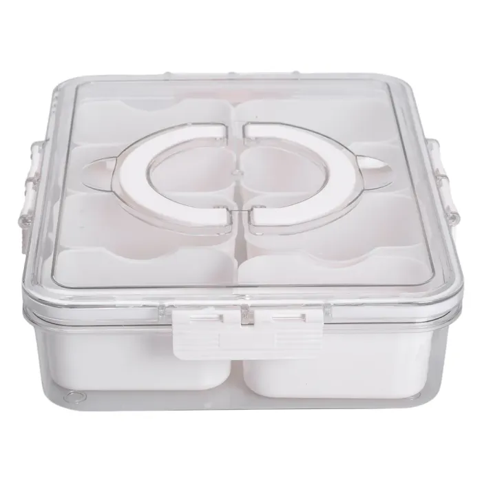 Контейнер для їжі з 8 відсіками 31х24х7 см судок для їжі пластиковий 2.5 л Білий HP-27-3 (HP-27-3) - изображение 7