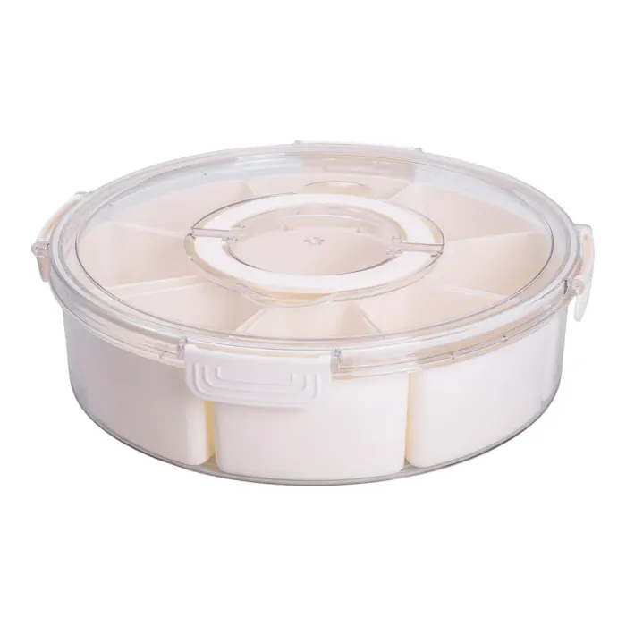 Контейнер для їжі з 9 відсіками пластиковий Ø29 см харчовий контейнер для зберігання їжі 3.5 л Бежевий HP-27-14 (HP-27-14) - зображення 2