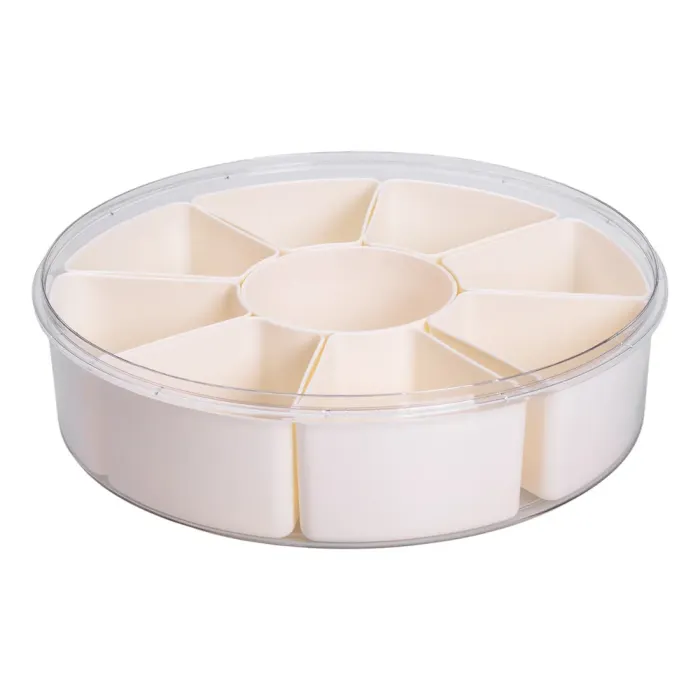 Контейнер для їжі з 9 відсіками пластиковий Ø29 см харчовий контейнер для зберігання їжі 3.5 л Бежевий HP-27-14 (HP-27-14) - зображення 6