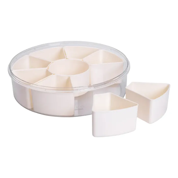 Контейнер для їжі з 9 відсіками пластиковий Ø29 см харчовий контейнер для зберігання їжі 3.5 л Бежевий HP-27-14 (HP-27-14) - зображення 7