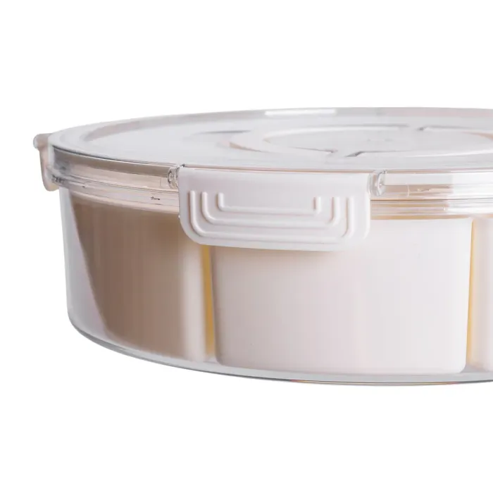 Контейнер для їжі з 9 відсіками пластиковий Ø29 см харчовий контейнер для зберігання їжі 3.5 л Бежевий HP-27-14 (HP-27-14) - зображення 8