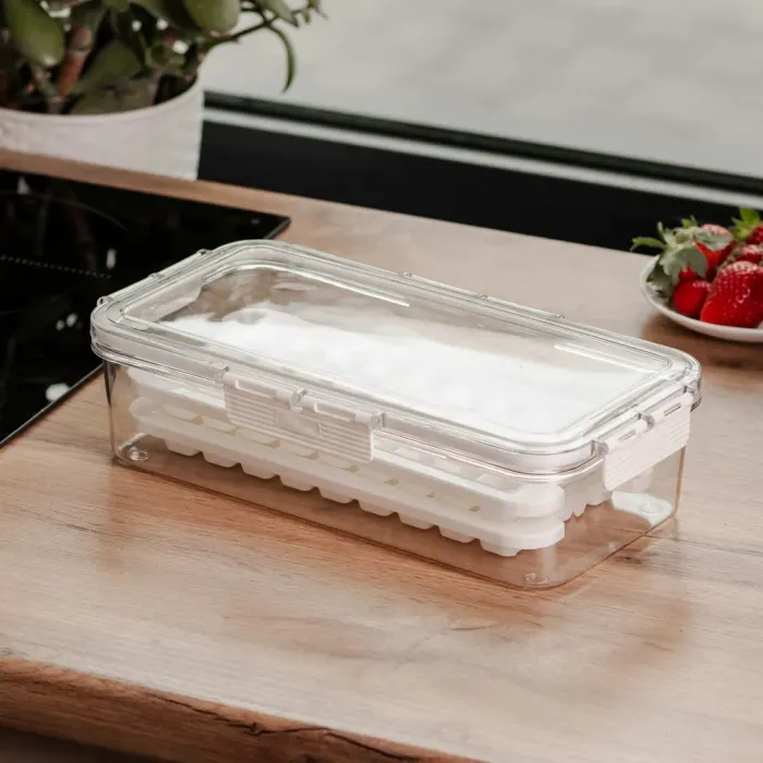 Контейнер для заморозки льоду з кришкою 72 відсіку 30.5х16х7.5 см харчовий контейнер пластиковий Бежевий HP-27-9 (HP-27-9) - изображение 2