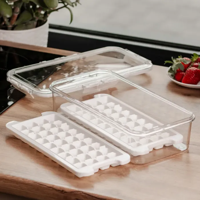 Контейнер для заморозки льоду з кришкою 72 відсіку 30.5х16х7.5 см харчовий контейнер пластиковий Бежевий HP-27-9 (HP-27-9) - изображение 3