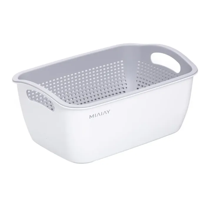 Кошик-друшлак 2 в 1 для миття овочів, фруктів і зелені 29,5×21×11 (см) Білий HP-45-6W (HP-45-6W) - изображение 4