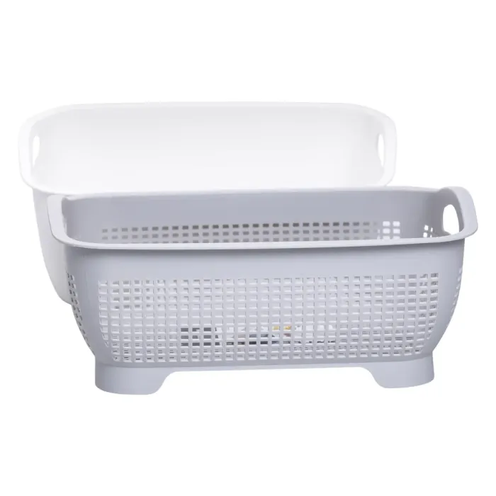 Кошик-друшлак 2 в 1 для миття овочів, фруктів і зелені 29,5×21×11 (см) Сірий HP-45-6G (HP-45-6G) - изображение 3