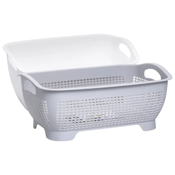 Кошик-друшлак 2 в 1 для миття овочів, фруктів і зелені 29,5×21×11 (см) Сірий HP-45-6G (HP-45-6G) - изображение 4