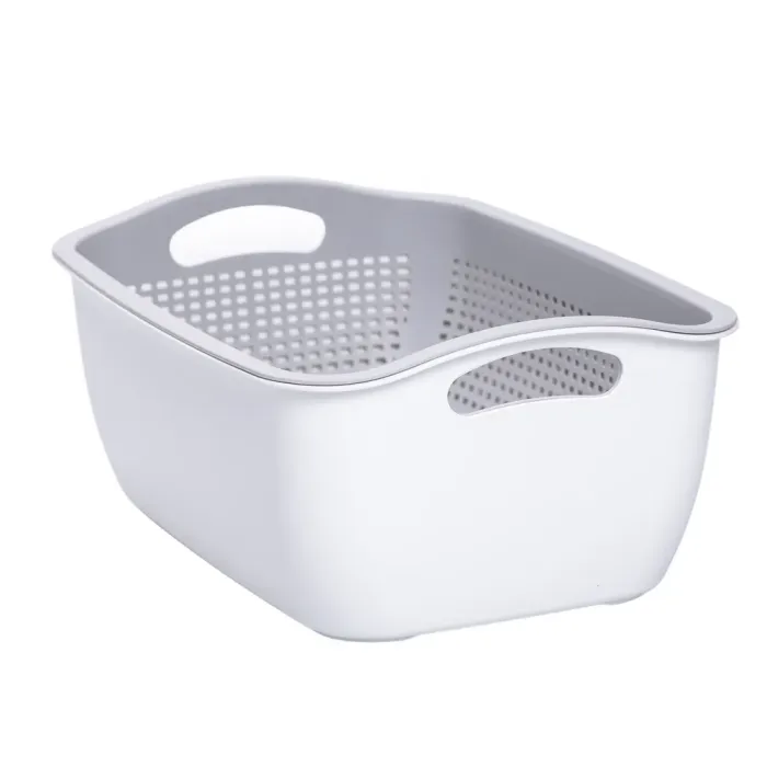 Кошик-друшлак 2 в 1 для миття овочів, фруктів і зелені 29,5×21×11 (см) Сірий HP-45-6G (HP-45-6G) - изображение 5