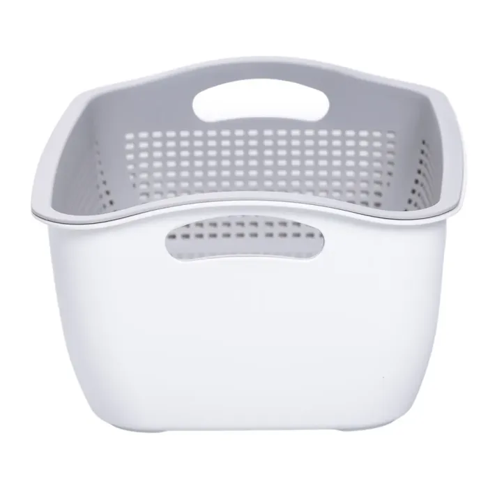 Кошик-друшлак 2 в 1 для миття овочів, фруктів і зелені 29,5×21×11 (см) Сірий HP-45-6G (HP-45-6G) - изображение 6