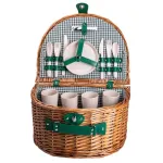 Кошик плетений для пікніка з посудом на 4 персони 41х31х22 см набір посуду туристичний для кемпінгу (HP-ZQ-2)