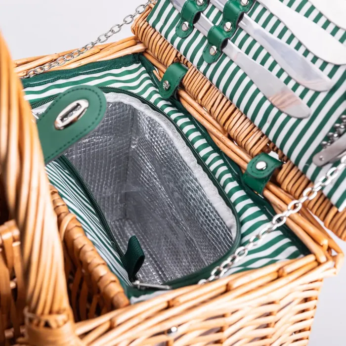 Кошик плетений для пікніка з посудом на 4 персони 48х33х43 см набір посуду туристичний для кемпінгу (HP-ZQ-3) - изображение 4