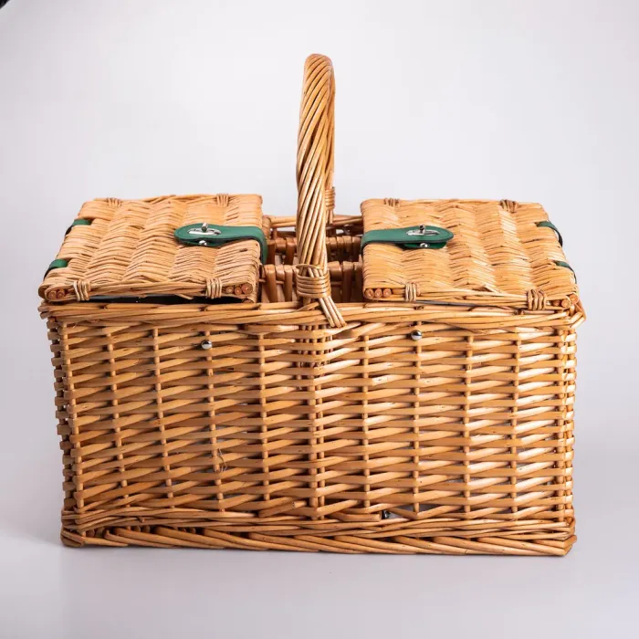 Кошик плетений для пікніка з посудом на 4 персони 48х33х43 см набір посуду туристичний для кемпінгу (HP-ZQ-3) - изображение 8