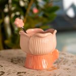 Креманка порцелянова з ложкою у формі квітки 300 (мл) креманка для десертів, морозива та желе Рожевий FM-42P (FM-42P)