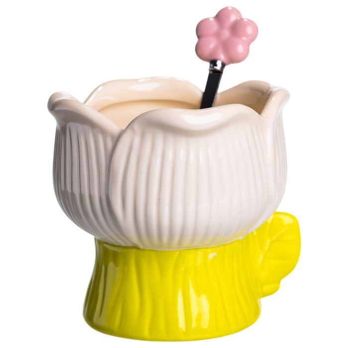Креманка порцелянова з ложкою у формі квітки 300 (мл) креманка для десертів, морозива та желе Жовтий FM-42BE (FM-42BE) - изображение 2
