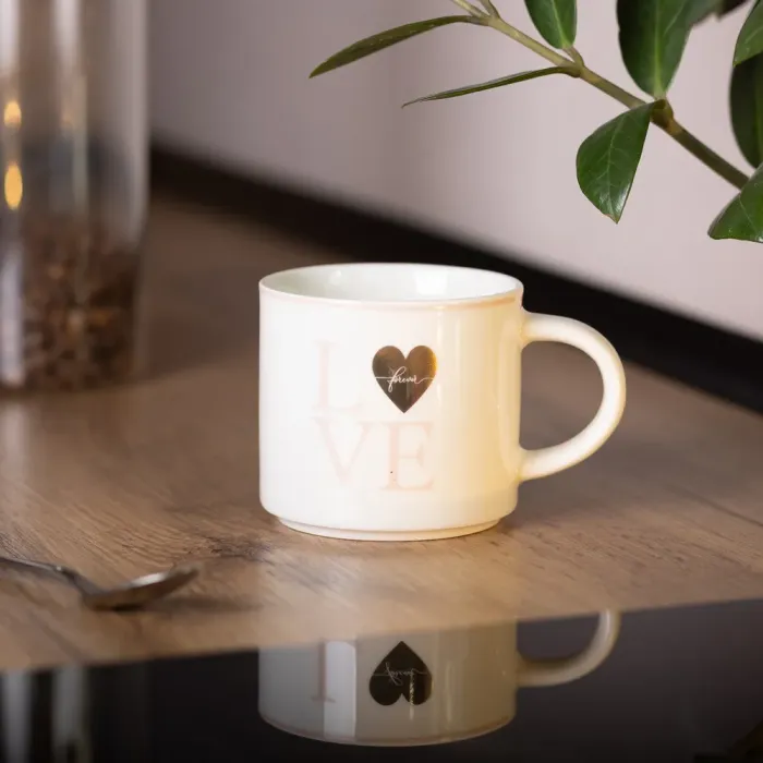 Чашка керамічна 350 (мл) для кави та чаю Love Біла RX-N240126WL (RX-N240126WL) - зображення 4