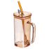 Скляна чашка з кришкою і трубочкою 280 (мл) HP-19-53GLD (HP-19-53GLD)