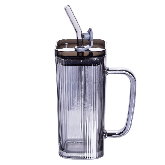 Кружка скляна з кришкою та трубочкою 280 (мл) чашка з трубочкою та кришкою на подарунок HP-19-52 (HP-19-52) - зображення 2
