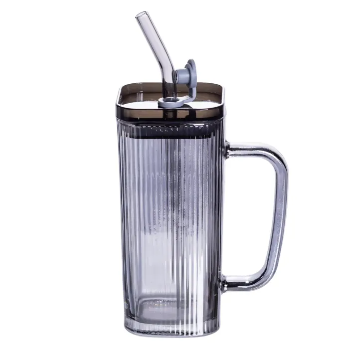 Кружка скляна з кришкою та трубочкою 280 (мл) чашка з трубочкою та кришкою на подарунок HP-19-52 (HP-19-52) - зображення 2