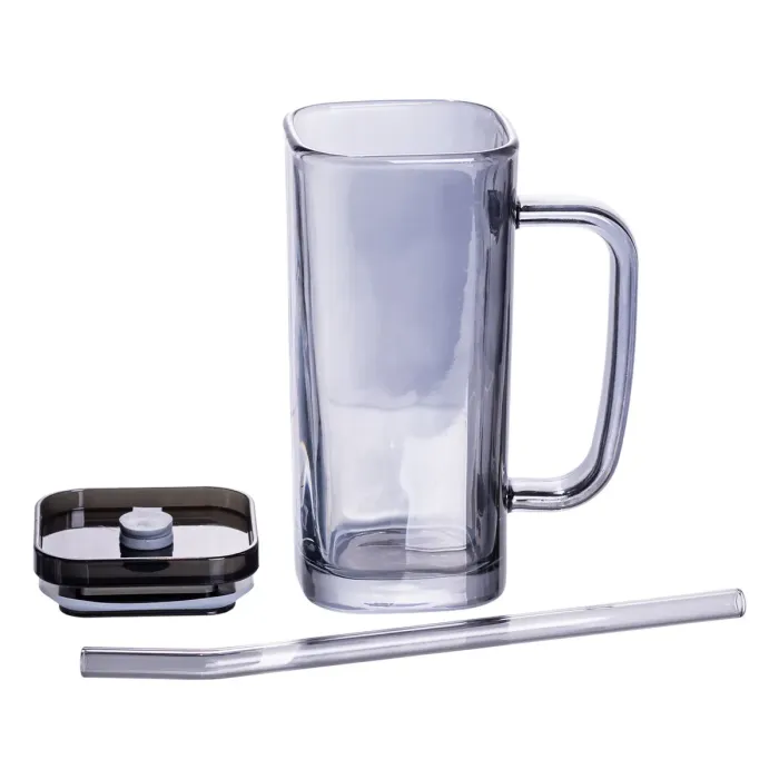 Кружка скляна з кришкою та трубочкою 280 (мл) чашка з трубочкою та кришкою на подарунок HP-19-53 (HP-19-53) - зображення 3