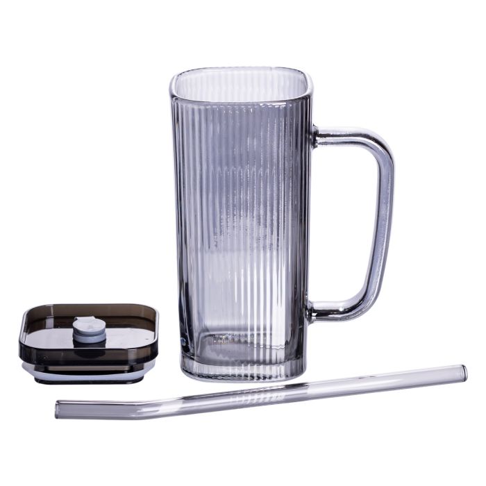 Кружка скляна з кришкою та трубочкою 280 (мл) чашка з трубочкою та кришкою на подарунок HP-19-52 (HP-19-52) - зображення 3