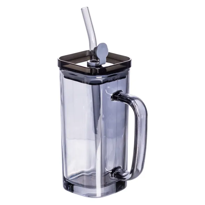 Кружка скляна з кришкою та трубочкою 280 (мл) чашка з трубочкою та кришкою на подарунок HP-19-53 (HP-19-53) - зображення 1